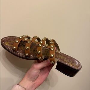 Sam Edelman Gold Studded Tan Sandals
